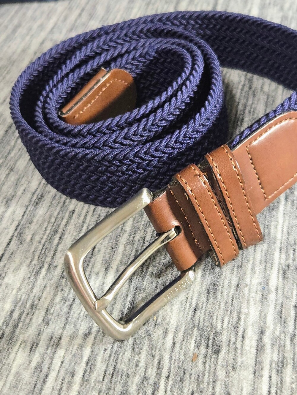 TOMMY HILFIGER Men's Navy Woven Belt Size L 36-38 - Retail $52.50